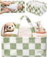 Checkered Diaper Caddy Organizer with Portable Changing Mat - Teddy Fleece Diaper