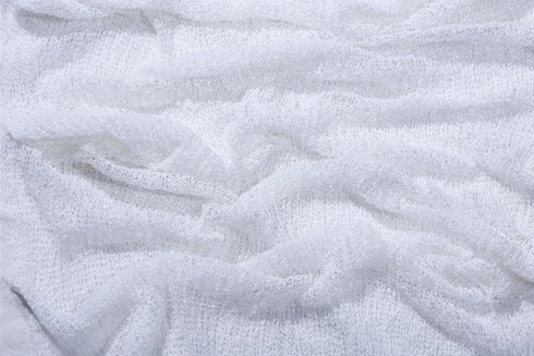 Matissa Newborn Baby Photography Prop Swaddle Cheesecloth Knit Crochet Wrap, 16 Colors Available (White)