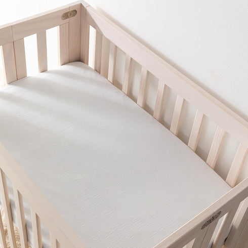 100% 360, Babyletto Organic Cotton Mini Crib Sheet, GOTS-Certified, Fitted Ultra-Soft and Breathable Muslin - Plain