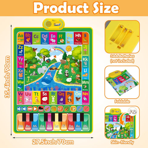1 3 1 1-3 12-18 1 2 3 Baby Toys for Year Old Gifts: in Alphabet Animal Piano Music Play Mat - Toddler Toys Age Musical