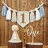 1st First Birthday High Chair Banner Decorations For Boy Birthday Hat With One Cake Topper Photo Backdrop