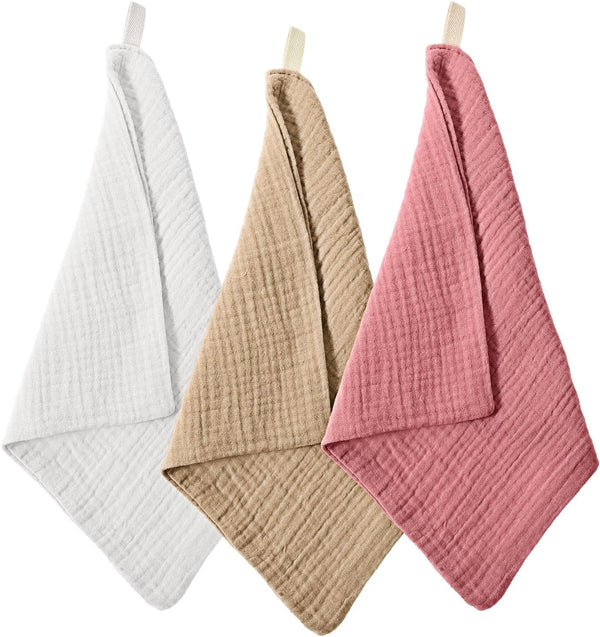 Qianyu 3 Pack Soft Baby Washcloths Muslin Burp Cloths Makeup Remover Cloths Absorbent