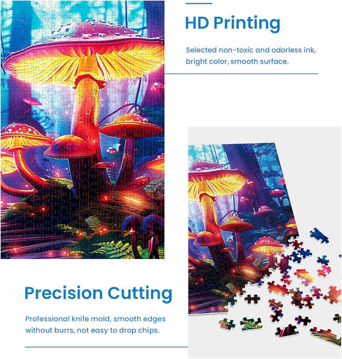 2 Pack Jigsaw Puzzles for Adults - 1000 Pieces - Succulents and Mushrooms - Difficult DIY Game Toy