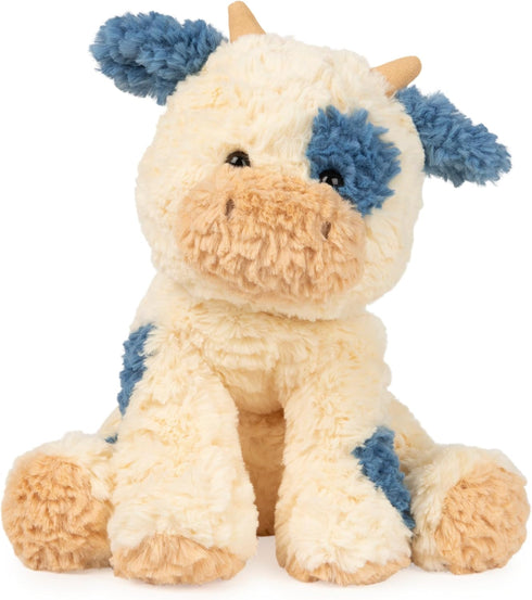 GUND Cozys Collection Cow, Stuffed Animal Plush Toy for Ages 1 and Up, Cream/Blue, 10”