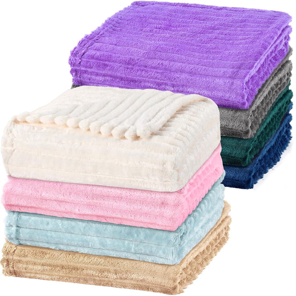 Reginary 8 Pcs Flannel Fuzzy Blankets 30 x 40 Inches Soft Warm