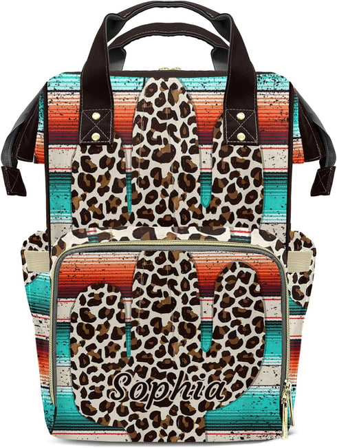 SunFancyCustom Funny Leopard Cactus Cute Diaper Bag Baby Nappy Bag Daughter Multi-Function Custom