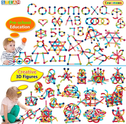 3 4 5 6 7 8 9 10 11 12 3-12 COUOMOXA Magnetic Toy Montessori for Kids: Years Old Kids Building Sticks - Magnetic