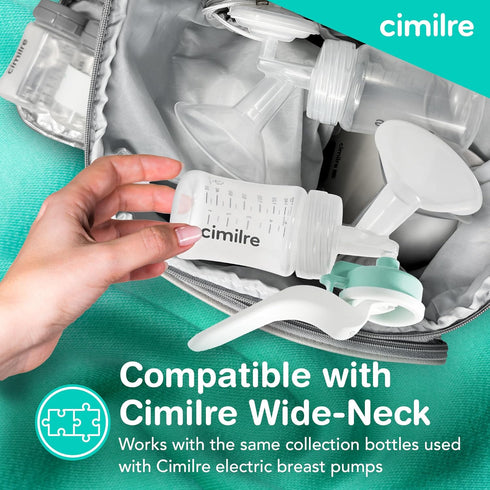 M1 Manual Breast Pump Kit Portable, Quiet Breastfeeding Pump with Ergonomic Handle, Closed System & WideNeck Bottle