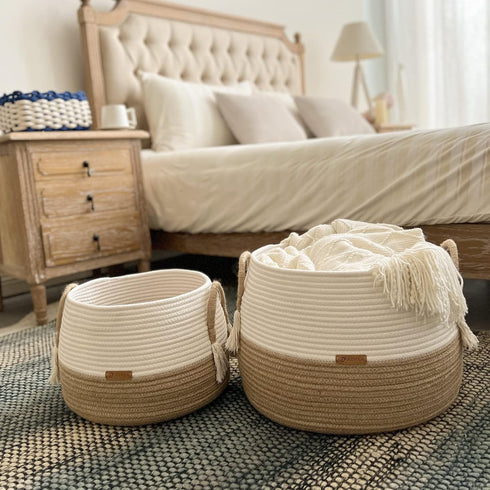 Toys-15.7"x 11.8"-Boho R RUNKA Large Basket for Baskets for Living Room,Bedroom,Nursery | Large Woven Baskets, Cube