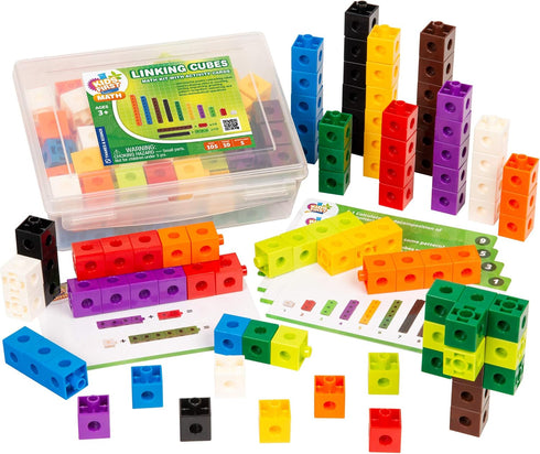 Kids First Math Kit: 100 Linking Cubes with Activity Cards - Develop Counting, Sorting, and Graphing Skills for Ages 3+