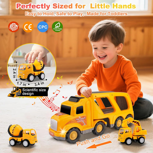 Nicmore 1 2 3 4 5 1 1-3 2-4| 18 2 Construction Truck Toddler Toys Car: Toys for Year Old Boy in Carrier Toys for Kids