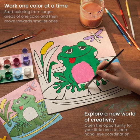 Arteza Kids Paint by Numbers Kit, 10" x 10", Fairytale Canvas Painting with 2 Canvases & 24 Acrylic Paints