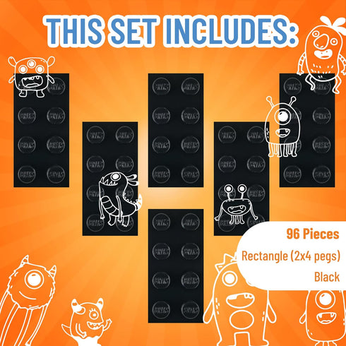 Strictly Briks Classic Bricks Starter Kit - 96-Piece Black 2x4 Set, Compatible with Major Brick Brands