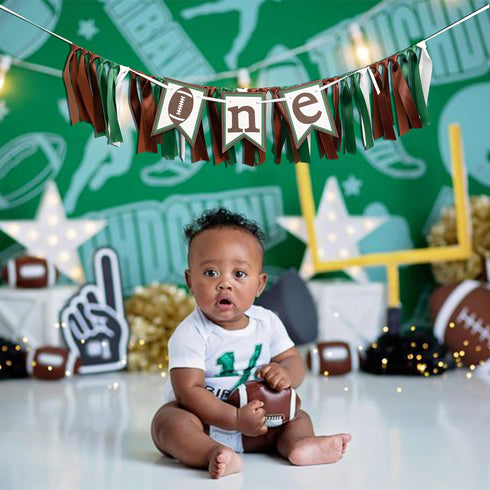 First/1st Football One Highchair Banner - Football Party DecorationSports Theme Party High Chair Banner, Cake Smash