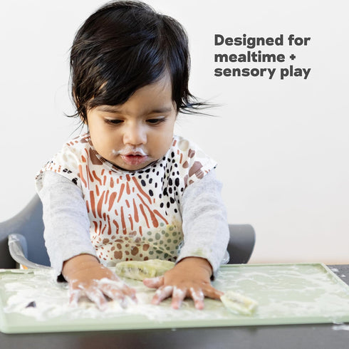 6 100% ezpz Tiny Placemat (Blue) - Months+ - Non-Slip, Silicone Placemat for Infants and Toddlers - Fits on Most