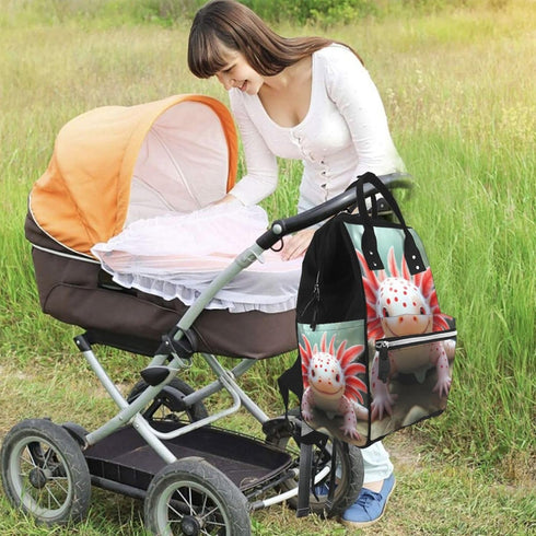 Qewfoju Backpack Backpack Colorful Axolotl Underwater Print Diaper Bag Large Capacity Diaper Baby Changing Bags