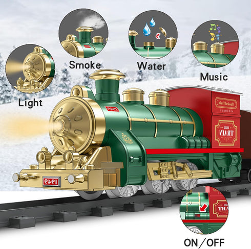 ManManLine Set Set 3 4 5 6 7 8+ Train Electric Train Toys for Kids, Christmas Train with Smokes, Light & Sound
