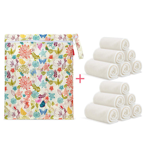 5-Layer 12PCS Damero Reusable Diapers Baby Inserts, Cloth Diaper Inserts with an Extra Storage Bag