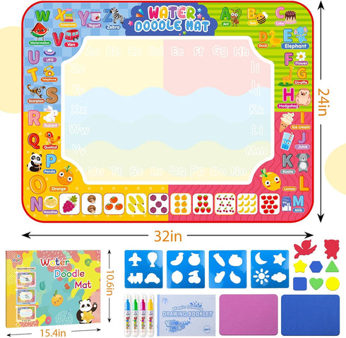 Diteryy 32 24 Inch 3 4 5 6 7 8 Water Doodle Mat x Kids Water Painting Writing Drawing Mat Toy,Mess Free Coloring Extra