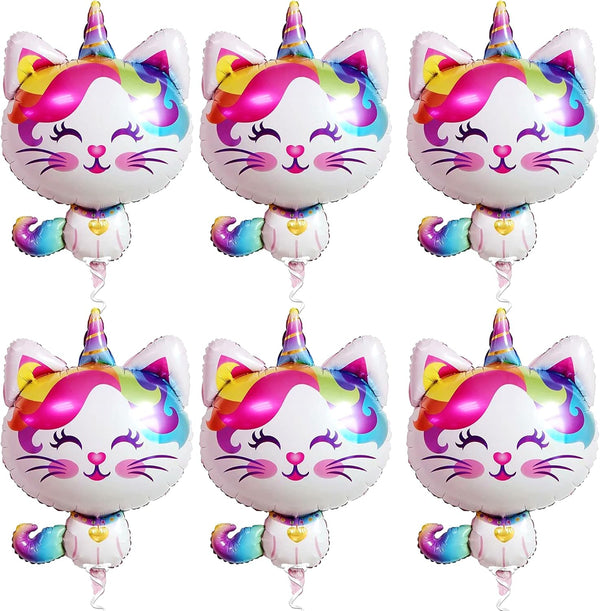 KatchOn Caticorn Birthday Party Supplies, Big 36 Inch, Pack of 6 Cat Balloons for Birthday Decorations