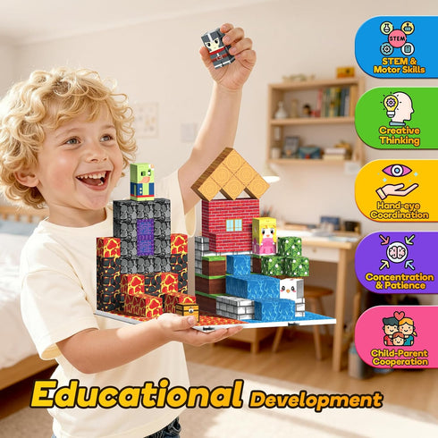 Windidi 150PCS 6 3-5 4-8 8-12, Magnetic Building Blocks - Big Magnetic Base Building STEM Toys, Magnet Cube Game