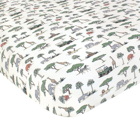 Hudson Baby Unisex Fitted Cotton Crib Sheet, Going On Safari, One Size