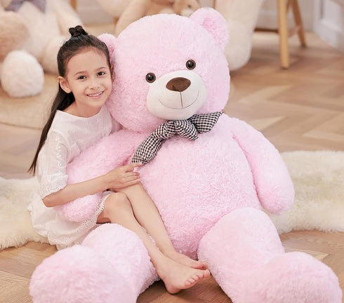 Poutmac 4Ft Giant Pink Teddy Bear Soft Stuffed Animals Cute Plush Toy for Women Kids for Valentine's Christmas Birthday