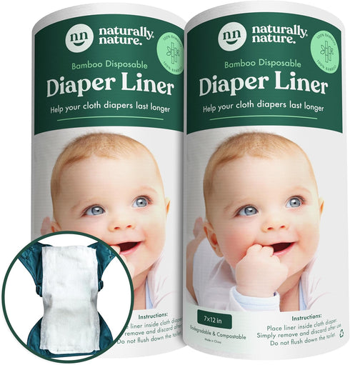 Naturally Nature Disposable Cloth Diaper Liners, Unscented, Fragrance-Free, Chlorine Free Diaper Inserts