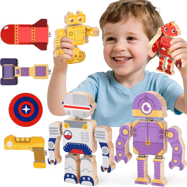 Fine Motor Building Robot Blocks for 3+Years Old Kids, Snap on Robots