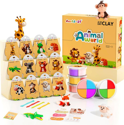 Air Dry Clay Kit - Animal Theme, Modeling Clay for Kids, DIY