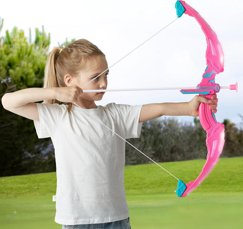 Set Set 9 3-12 JOYIN Pink Bow and Arrow for Girls, LED Light Up Archery Toy with Suction Cup Arrows, Target & Arrow