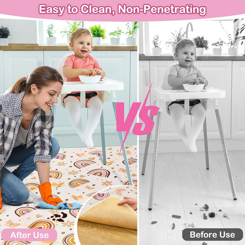 46x42 Inches Basumee Splat Mat High Chair Mat Waterproof Baby Play Splat Mat for Under High Chair Food Catcher