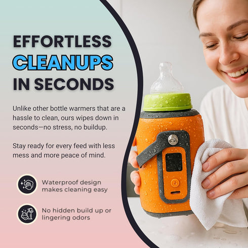 Generic 5 Settings, Portable Baby Bottle Warmer with Temperature Waterproof and Washable Design, Fits All Bottles, LED