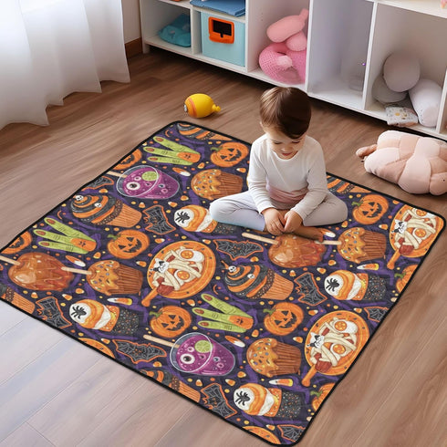 GuoChe Seamless Cozy 50'' 50'' Halloween Food - Themed Pattern Soft Thick Baby Gym & Activity Mat for Floor Breathable