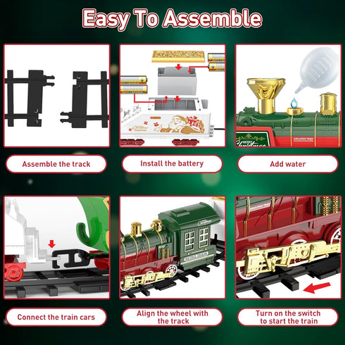 Set Set 3-12 TERRAMUS Christmas Train - Hanging Train Toys with Smoke Light & Sound for Boys Girls,Train Around Under