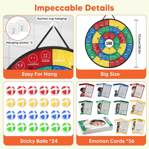 W/56 Garybank Emotional Dart Social Skills Activities for Kids - Emotion Cards, Autism Learning Materials Emotional