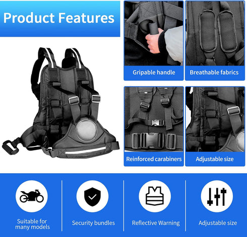 PCCIZU Adjustable Harness, Prevent Passengers from Falling for ATV,Snowmobile,Black