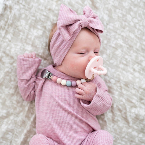 Ryan & Rose Pacifier Clip Georgia - Silicone Clip for Baby Boy or Girl, Binky Holder (Blossom)