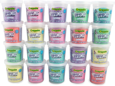 Crayola Dough - Cosmic Play Dough | Shimmer, Sparkle Special Effects with No Glitter Mess | 20 Tubs of 3oz Non-Toxic Modeling Compound in 6 Cosmic Colors | Fidget Toy, Party Favor, Classroom Rewards by Crayola