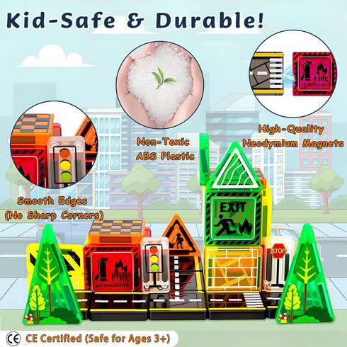 Tiles,42PCS 3+,Magnet Magnetic Magnetic Building Blocks with Metal Storage Box,Magnetic Tiles for Kids Ages Tiles