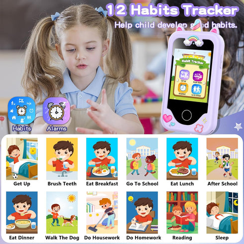 Kids Smart Phone for Girls, Christmas Birthday Gifts for Girls Age 3-10, 2.8" Touchscreen Toddler Learning Play Toy