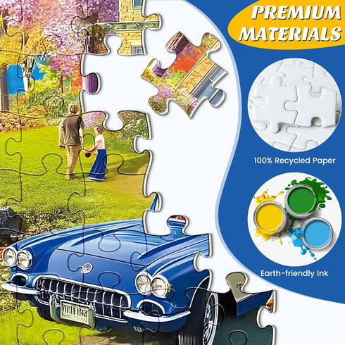 500 500 20.5 15 Pieces Puzzle for Adults,Lake Vacation Puzzle,House and Dogs Landscape Jigsaw Puzzles
