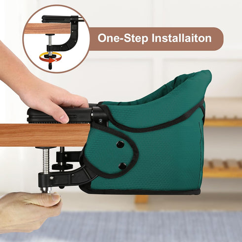 Hook On Chair with Removable Dining Tray, Portable Table High Chair, Folding Compact Baby Seat with Storage Bag