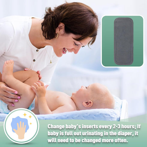 5 12 Pack Wegreeco Reusable Soft Layers Charcoal Inserts for Baby Cloth Diaper,High Absorbing Washable Liners