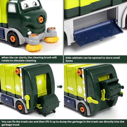 Brixlytoys Set, 3 4 5 6 7 8 Trucks Take Apart Toys with Electric Drill, DIY Electric City Clean Truck Toy Disassembly