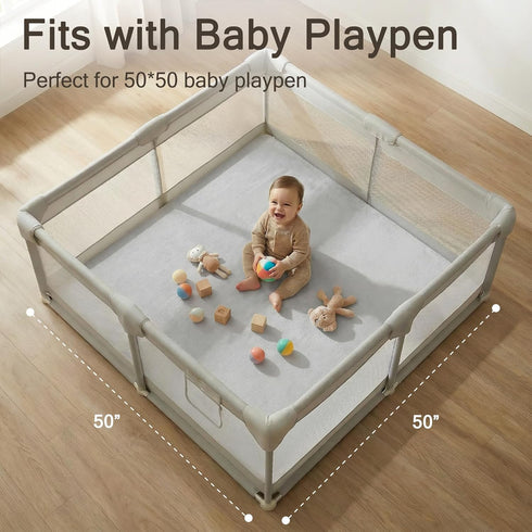 50" 50" 1.2" Tummy 50" x50" Padded Baby Play Mat for Floor, Thick Machine Washable Foam Playmat, Soft Time Crawling