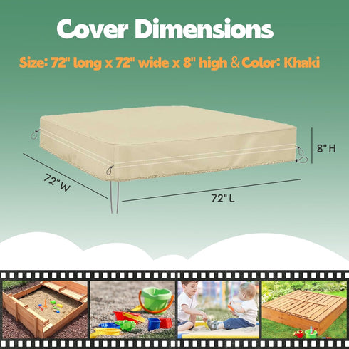 72x72 inch 420D Extra Large Sandbox Cover, Marine-Grade Heavy Duty Sand Box Lid, Full Protection for Large Wooden Play