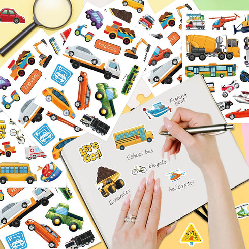 Chinyuti 312Pcs Transportation Stickers, Cute Truck Stickers Construction Sticker Self-Adhesive Transportation Vehicle
