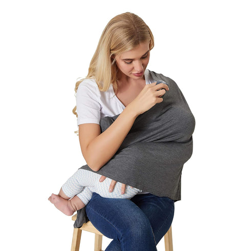 NeoTech Care Baby Nursing Cover Breastfeeding Scarf, Soft Fabric in Gray