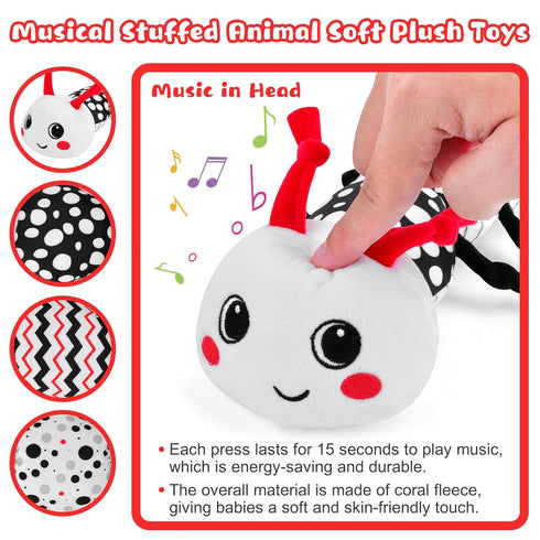 0-12 3 6 12 Tummy Baby Toys Months - Musical Caterpillar Stuffed Animal Soft Plush Toys for Infant Girls Boys Months